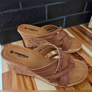 cognac paloma wedges by makalu womens size 7